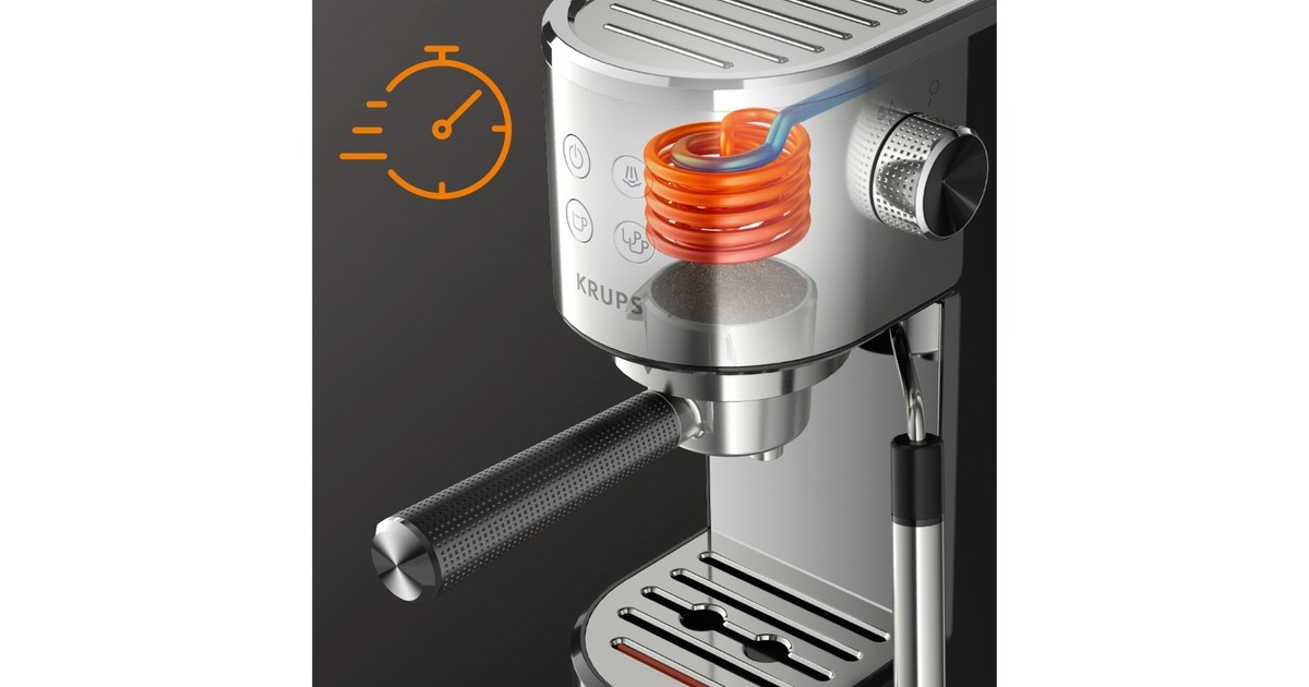 Krups Virtuoso XP442C11 cafetera eléctrica Semi-automática Máquina  espresso, Cafetera espresso acero fino/Negro, Máquina espresso, De café  molido, Negro, Acero inoxidable