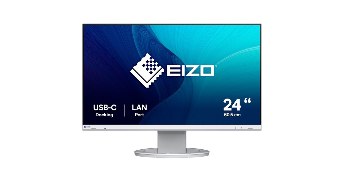 EIZO FlexScan EV2490-BK 23,8 Zoll Monitor – Full HD IPS, USB-C Docking Mit 70W Power, KVM Switch, Daisy Chain, Höhenverstellbar, Schwarz