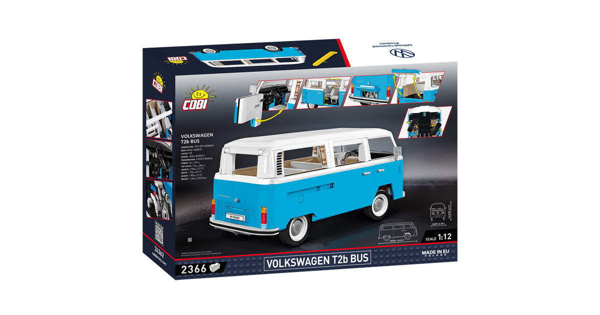 COBI Volkswagen T2b Bus – Set De Construcción Con Instrucciones – Juguete De Montaje Para Mayores De 3 Años