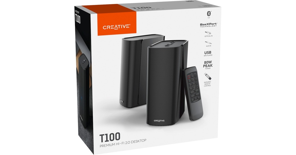 Creative T100 Rango completo Negro Inalámbrico y alámbrico 20 W ...
