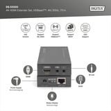 Digitus Set extensor HDMI 4K HDBaseT, Alargador de HDMI negro