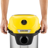 Kärcher WD 3 S V-17/4/20 17 L Aspiradora de tambor Seca y húmeda 1000 W Bolsa para el polvo, Aspiradora en húmedo y en seco amarillo/Acero fino, 1000 W, Aspiradora de tambor, Seca y húmeda, Bolsa para el polvo, 17 L, Filtrado