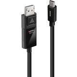 Lindy 43343 adaptador de cable de vídeo 3 m USB Tipo C DisplayPort Negro negro, 3 m, USB Tipo C, DisplayPort, Macho, Macho, Derecho