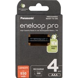 Panasonic Eneloop Pro Batería recargable AAA Níquel-metal hidruro (NiMH) Batería recargable, AAA, Níquel-metal hidruro (NiMH), 4 pieza(s), 930 mAh, Negro