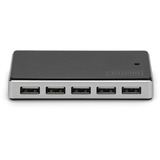 Digitus Concentrador USB 2.0, 10 puertos, Hub USB negro/Plateado, 10 puertos, USB 2.0, 480 Mbit/s, Negro, Plata, China, 5 V, 4 A