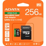 ADATA Speed Plus 256 GB MicroSDXC Clase 10, Tarjeta de memoria 256 GB, MicroSDXC, Clase 10, 180 MB/s, 160 MB/s, Class 3 (U3)