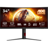 AOC G4 CU34G4 pantalla para PC 86,4 cm (34") 3440 x 1440 Pixeles Wide Quad HD LED Negro, Rojo, Monitor de gaming negro (mate), 86,4 cm (34"), 3440 x 1440 Pixeles, Wide Quad HD, LED, 1 ms, Negro, Rojo