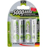 Ansmann Blister 2 X Akku NiMH Mono/D 5000 mAh D / HR20 Níquel-metal hidruro (NiMH), Batería plateado, D / HR20, Níquel-metal hidruro (NiMH), 1,2 V, 5000 mAh