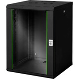 Digitus Carcasa de pared de la serie Unique - 600 x 600 mm (an. x pr.), Armario IT negro, Bastidor de pared, 16U, 100 kg, Bloqueo del teclado, Negro