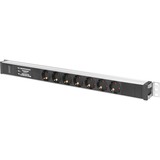 Digitus Regleta de enchufes con perfil de aluminio, toma de alimentación con 8 tomas de tierra, enchufe de seguridad con cable de 2 m negro/Aluminio, toma de alimentación con 8 tomas de tierra, enchufe de seguridad con cable de 2 m, 0U, Aluminio, Negro, Plata, 7 salidas AC, Tipo F, Tipo F