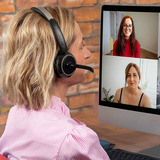 Lindy L118 Auricular de oficina inalámbrico con estación de carga, Auriculares con micrófono negro