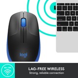 Logitech M190 ratón Ambidextro RF inalámbrico Óptico 1000 DPI negro/Azul, Ambidextro, Óptico, RF inalámbrico, 1000 DPI, Azul