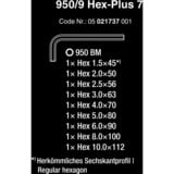 Wera 950/9 Hex-Plus 7 juego de llaves Allen, 9 piezas, Destornillador negro
