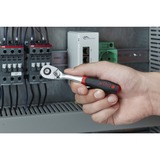 Wiha Carraca reversible 1/4", botón pulsador y seguro de bolas negro/Rojo