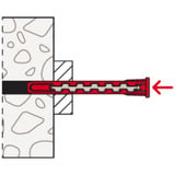 fischer Taco de vástago largo HybridPower 10x90 T K, Pasador rojo/Gris