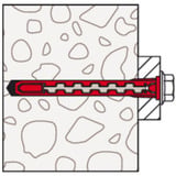 fischer Taco de vástago largo HybridPower 10x90 T K, Pasador rojo/Gris