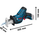 Bosch GSA 12V-14 Professional power jigsaws 3000 spm, Sierra de sable azul/Negro, Empuñadura cilíndrica, Negro, Azul, 3000 spm, 70 dB, 81 dB, 3 dB