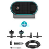 GARDENA Sistema de riego solar AquaBloom L Set, Control del riego gris/Turquesa