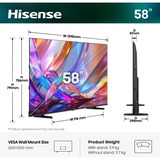 Hisense 58E7S, TV QLED negro