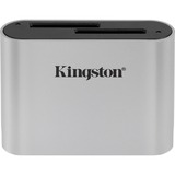 Kingston Lector de tarjetas SDHC/SDXC UHS-II de doble ranura para flujo de trabajo USB 3.2 Gen 1 plateado/Negro