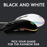 Logitech G203 Lightsync ratón USB tipo A 8000 DPI, Ratones para gaming blanco, USB tipo A, 8000 DPI, 1 ms, Blanco