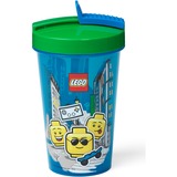 Room Copenhagen Vaso LEGO con pajita Iconic Boy Azul brillante, Taza azul/Verde