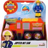 Simba Sam el Bombero Jupiter con figura de Sam, Vehículo de juguete rojo/Amarillo