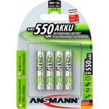 Ansmann Blister 4 X Accu, AAA, 550 mAh AAA / HR03 Níquel-metal hidruro (NiMH), Batería verde, AAA, 550 mAh, AAA / HR03, Níquel-metal hidruro (NiMH), 1,2 V, 550 mAh, Plata