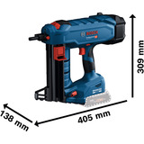 Bosch GNB 18V-40 Pistola de clavos Batería, Nagler azul/Negro, Pistola de clavos, Cargador recto, Negro, Azul, 1,3 cm, 4 cm, 96 dB