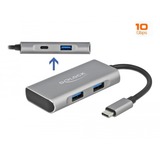 DeLOCK 63261 hub de interfaz USB 3.2 Gen 2 (3.1 Gen 2) Type-C 10000 Mbit/s Negro, Gris, Hub USB gris, USB 3.2 Gen 2 (3.1 Gen 2) Type-C, USB 3.2 Gen 2 (3.1 Gen 2) Type-A, USB 3.2 Gen 2 (3.1 Gen 2) Type-C, 10000 Mbit/s, Negro, Gris, Aluminio, 0,12 m