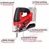 EINHELL TC-JS 18 Li-Solo, Sierra de calar rojo/Negro