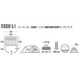 High Peak Tienda cúpula Tessin 5.1, Tienda de campaña verde oscuro/Gris