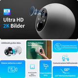 SwitchBot Outdoor Spotlight Cam 2K, Cámara de vigilancia blanco