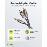 goobay Cable adaptador de audio Plus AUX 3,5mm jack > conector estéreo Cinch negro/Plateado