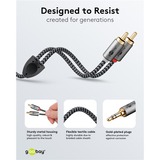 goobay Cable adaptador de audio Plus AUX 3,5mm jack > conector estéreo Cinch negro/Plateado
