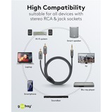 goobay Cable adaptador de audio Plus AUX 3,5mm jack > conector estéreo Cinch negro/Plateado