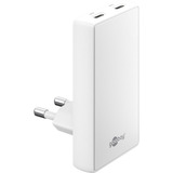 goobay Cargador rápido dual USB-C PD GaN 90° 65 W blanco