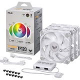 ASUS TUF GAMING TF120 ARGB WHITE EDITION 3IN1 Carcasa del ordenador Refrigerador de aire 12 cm Blanco 3 pieza(s), Ventilador blanco, Refrigerador de aire, 12 cm, 250 RPM, 1900 RPM, Blanco