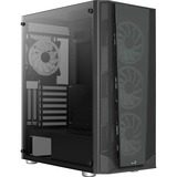 Aerocool PRISMBKV3 Caja PC ATX Negra 4 Ventiladores ARGB Frontal Lateral Cristal Templado, Cajas de torre negro, Midi Tower, PC, Negro, ATX, micro ATX, Mini-ITX, ABS, SPCC, Atrás, Frente