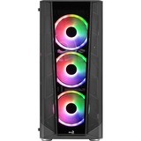 Aerocool PRISMBKV3 Caja PC ATX Negra 4 Ventiladores ARGB Frontal Lateral Cristal Templado, Cajas de torre negro, Midi Tower, PC, Negro, ATX, micro ATX, Mini-ITX, ABS, SPCC, Atrás, Frente