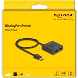 DeLOCK Conmutador DisplayPort 2 > 1 bidireccional 8K, Display Port Switch  negro