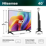 Hisense 40A49S, Televisor LED negro