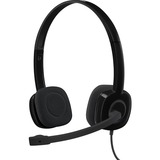 Logitech H151 Auriculares Alámbrico Diadema Oficina/Centro de llamadas Negro, Auriculares con micrófono negro, Alámbrico, Oficina/Centro de llamadas, 20 - 20000 Hz, 80 g, Auriculares, Negro