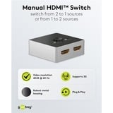 goobay Caja conmutadora HDMI manual 2 a 1 (4K @ 60Hz), Conmutador HDMI negro/Plateado