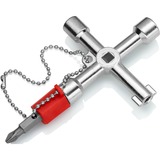 KNIPEX 00 11 03 llave para armario de control, Llave de tubo Metálico, Rojo, Cinc moldeado a presión, 4 pata(s), 4 cabezal(es), Círculo, Plaza, Triángulo, 5,6,8 mm