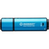 Kingston IronKey 32GB USB-C Vault Privacy 50C cifrado AES-256, FIPS 197, Lápiz USB celeste/Negro, FIPS 197, 32 GB, USB Tipo C, 3.2 Gen 1 (3.1 Gen 1), 250 MB/s, Tapa, Negro, Azul