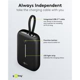 goobay Powerbank 10.000 mAh, cable USB-C integrado 13 cm, 20 vatios, Banco de potencia negro