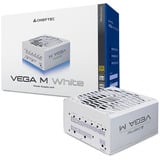 Chieftec Vega PPG-850-CW unidad de fuente de alimentación 850 W 20+4 pin ATX ATX Blanco, Fuente de alimentación de PC blanco, 850 W, 100 - 240 V, 50/60 Hz, 20+4 pin ATX, 60 cm, 150,400 mm