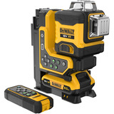 DEWALT Láser multilínea a batería 3x360° DCLE34035D1, 18 Voltios, con control remoto, Láser de líneas cruzadas negro/Amarillo