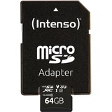 Intenso 3433490 memoria flash 64 GB MicroSDXC UHS-I Clase 10, Tarjeta de memoria 64 GB, MicroSDXC, Clase 10, UHS-I, 100 MB/s, 45 MB/s